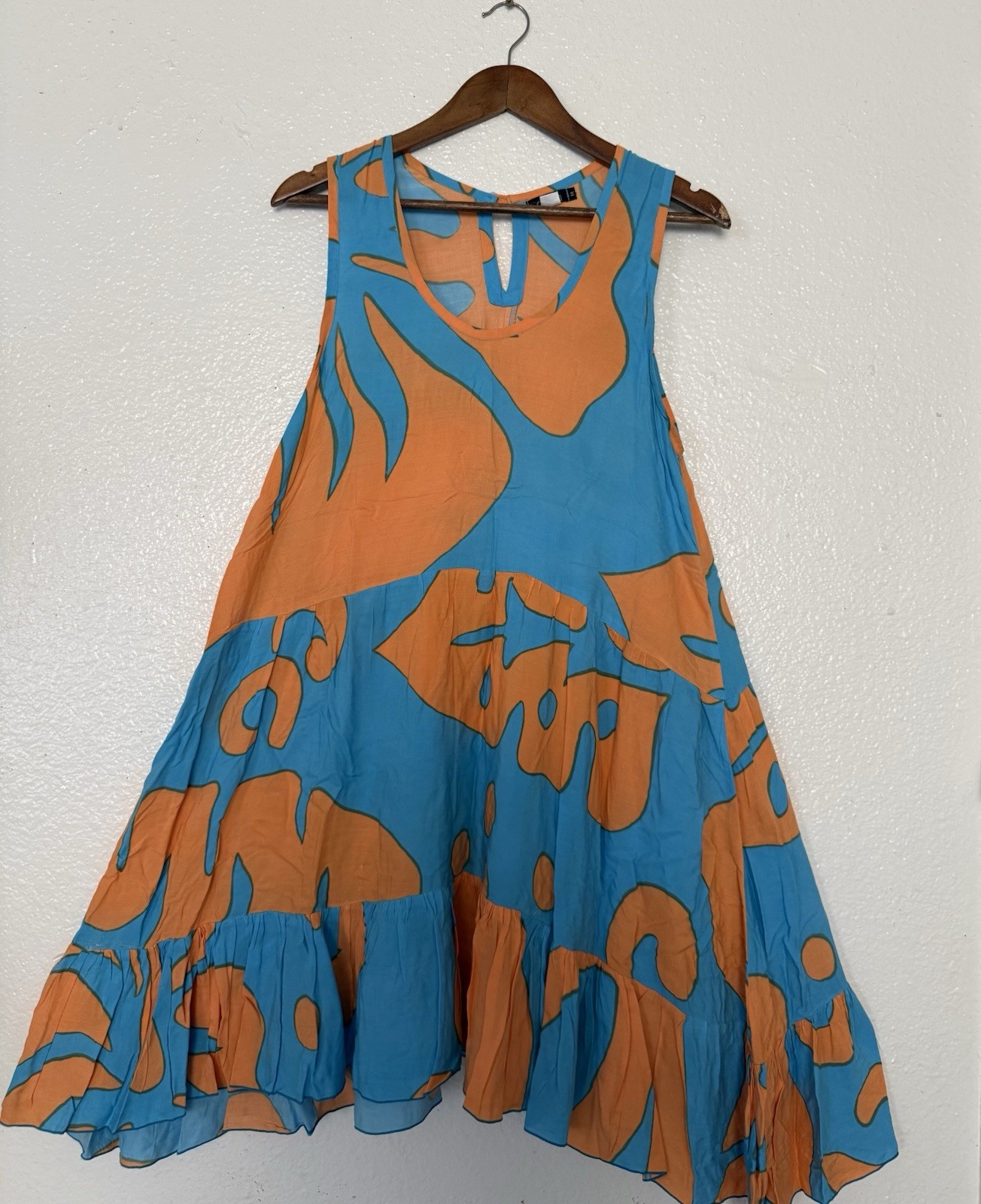 Divah Women Print Ruffle A Line Sleeveless Tank Dress Sundress Summer Sz M