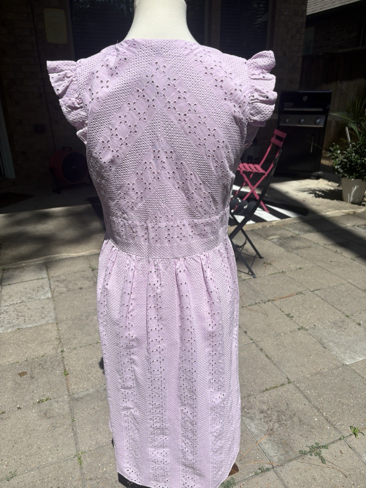 J Crew Embroidered Eyelet Flutter Sleeve Dress Peony Pink Size 10