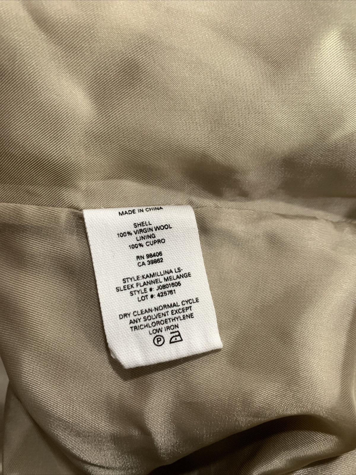 Theory WOMENS Kamillina Light Camel Melange Sleek Flannel Dress, Size 8,$465