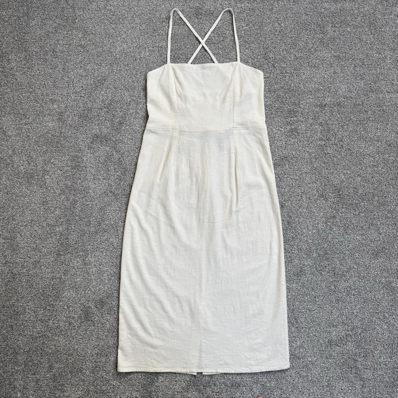 Wild Fable Dress Womens 16 White Square Neck Slip Midi Lace Up Summer Party