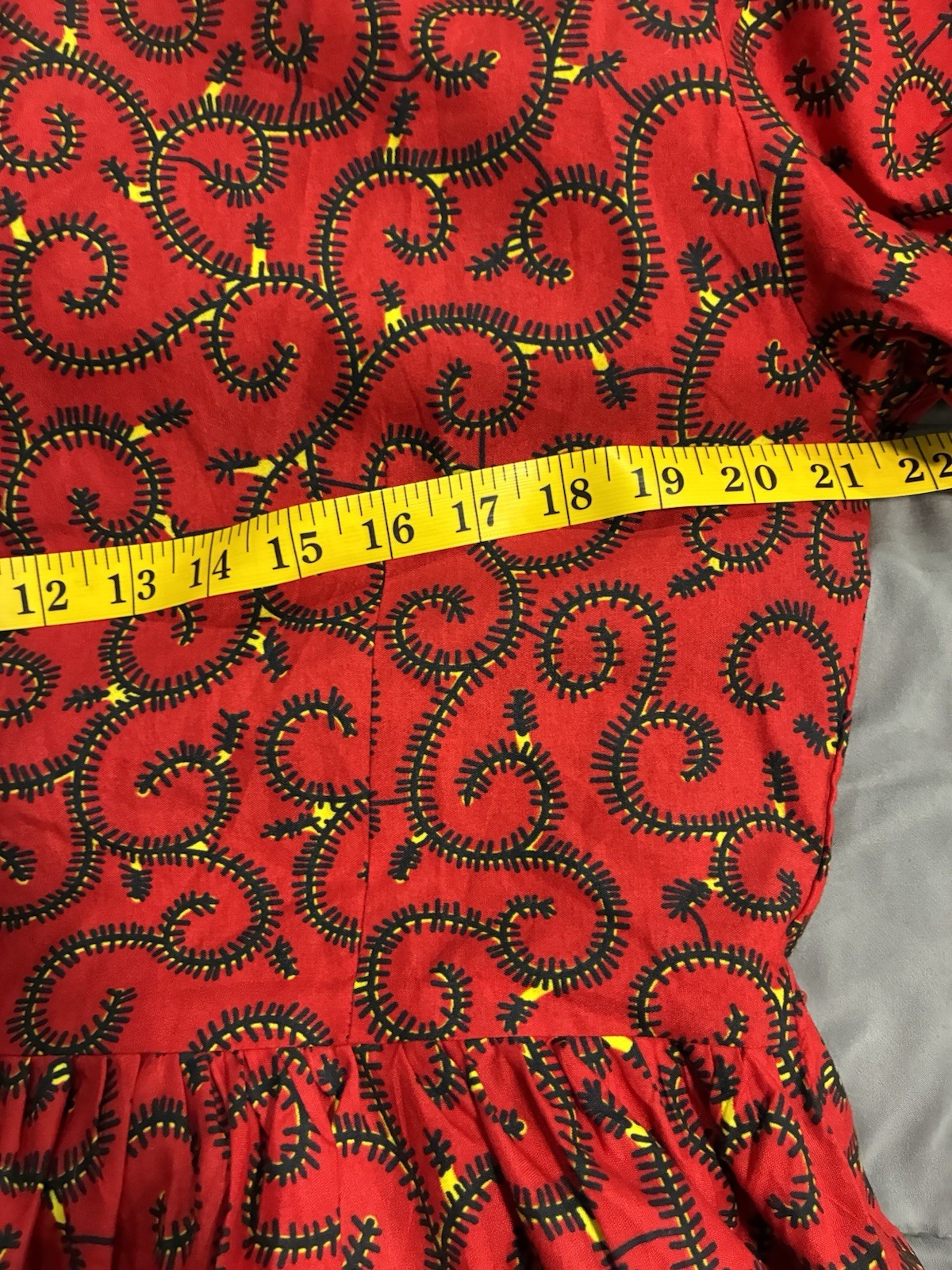 Handmade Ankara African Wax Print Formal Ocassion Dress Red Flutter Sleeve XL