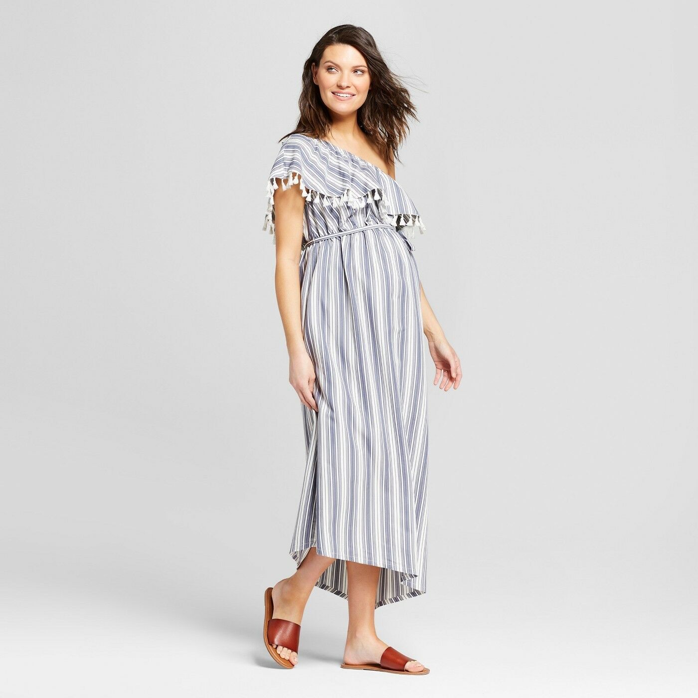 Ingrid & Isabel Womens Maternity One Shoulder Blue Stripe Dress Size XXL New