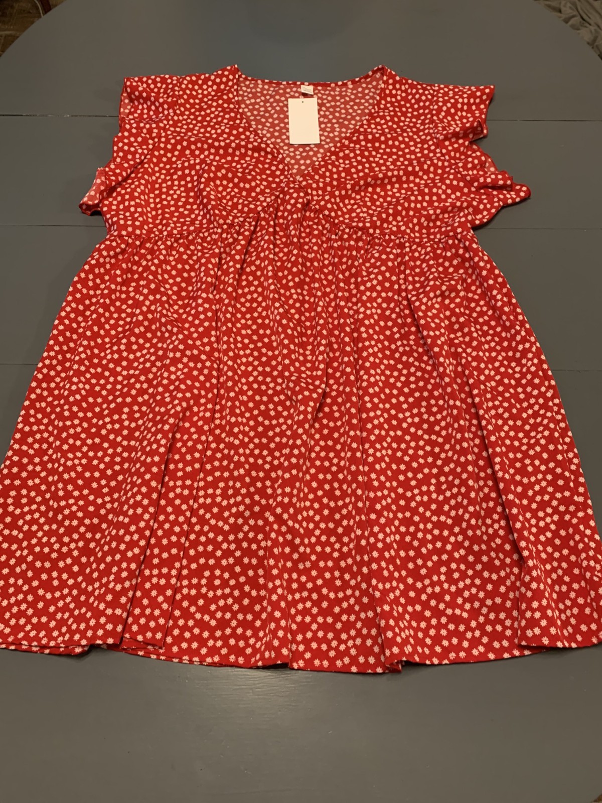 NWT Women’s Size 3XL (Fits Like a 1X) Red & White Floral Dress by Floerns