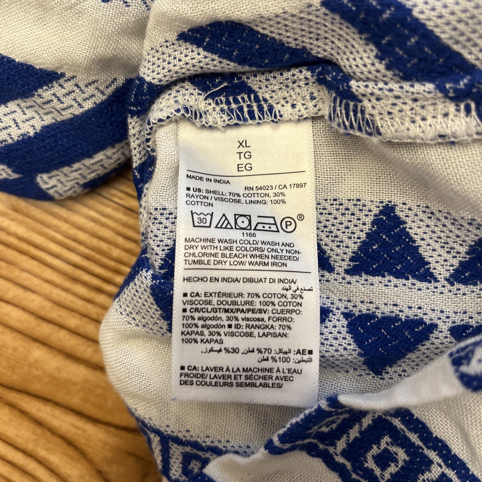 Old Navy Blue & White Tribal Aztec Jacquard Airy Dress Pockets Grecian Sz Lg NWT