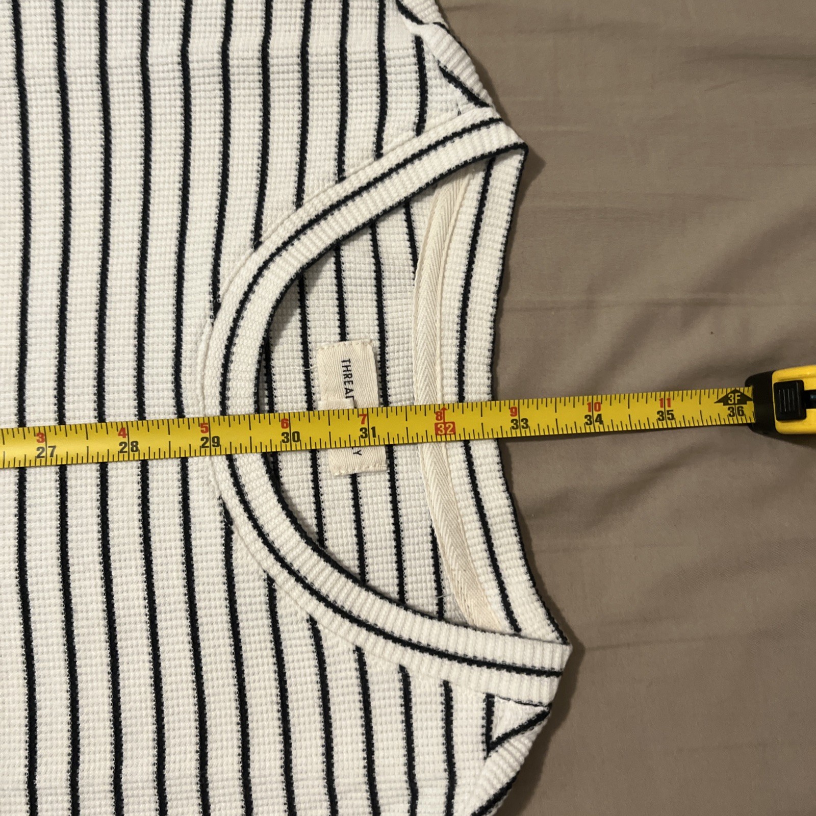 Thread Supply Dress Small, White w/ Black Horizontal Stripes