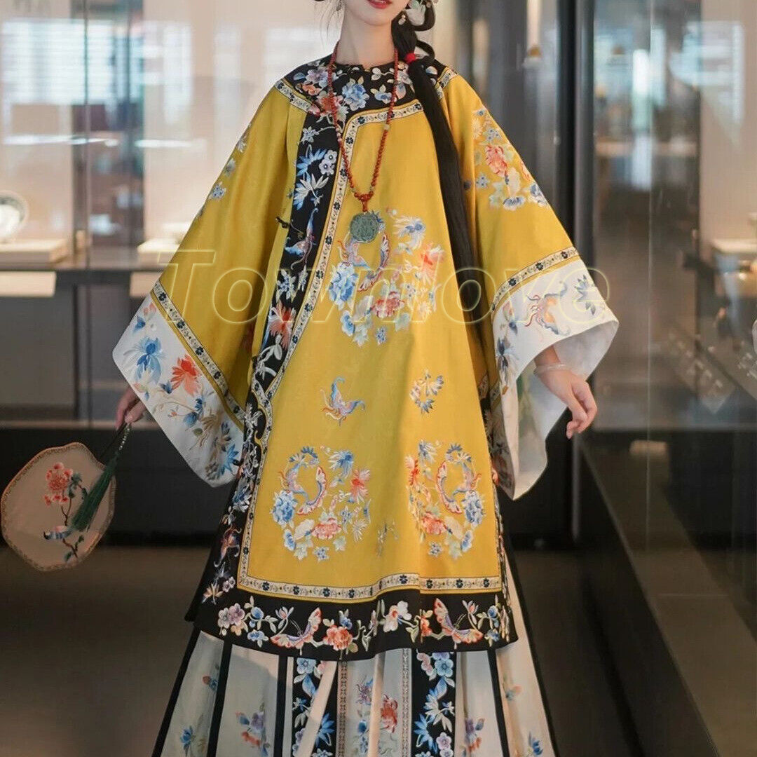 Qing Dynasty Womens Retro Chinese Costumes Dress Embroidery Hanfu Dress New