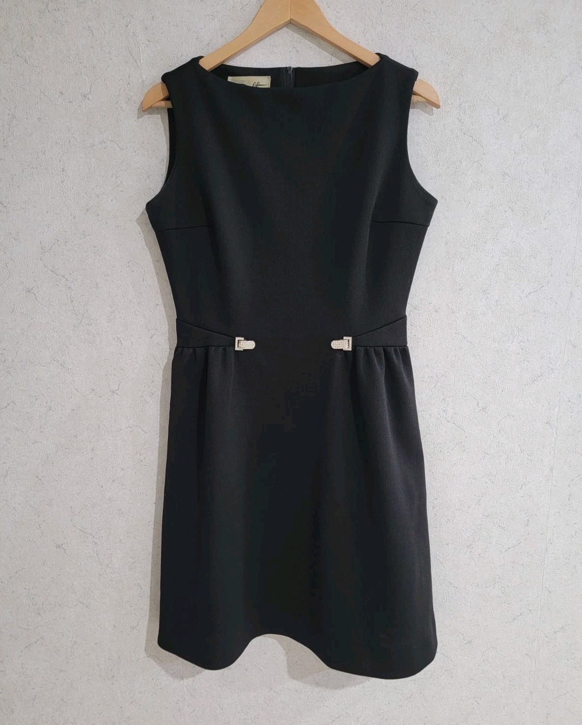 Vintage 60s Dalton Fit & Flare Mod Cocktail Dress Rhinestone Buckle Accents Sz M