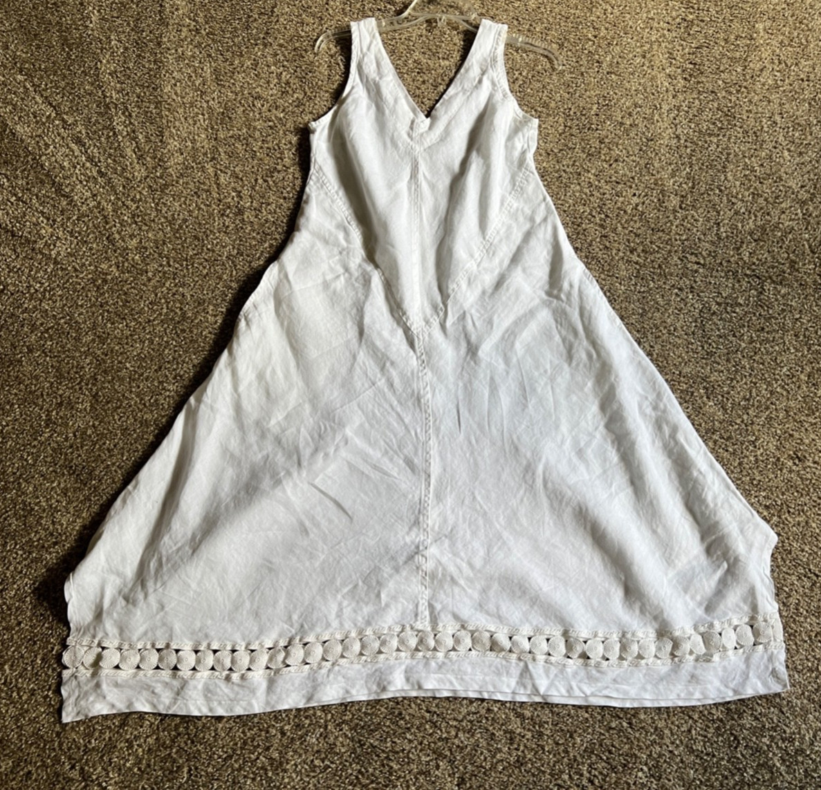 Haris Cotton 100% Linen White Sleeveless Dress Made in Greece EUC Small