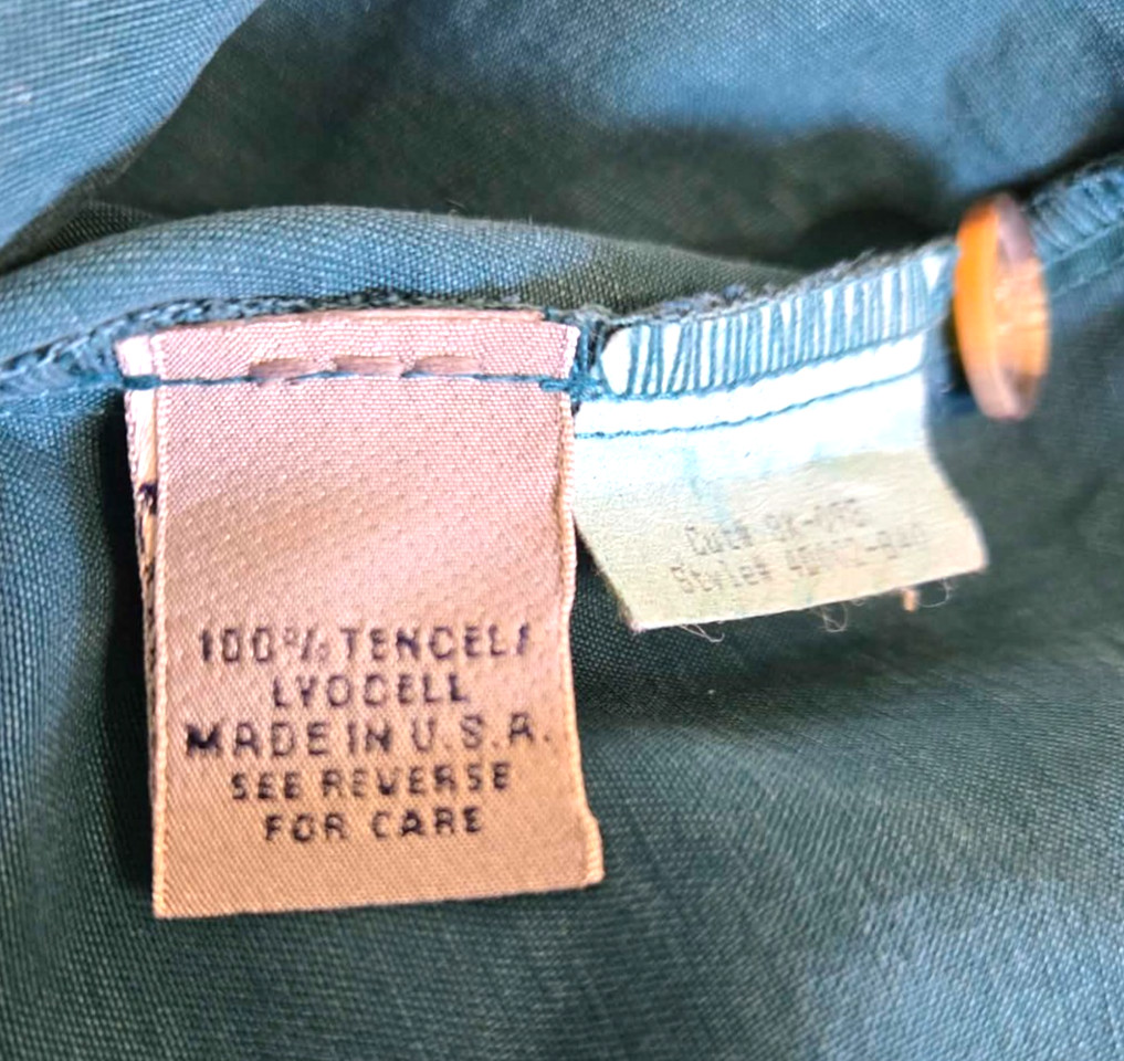 Amy K Su AKS Tencel Pinafore Jumper Maxi Buttoned Pockets Green Dress L Pet A900