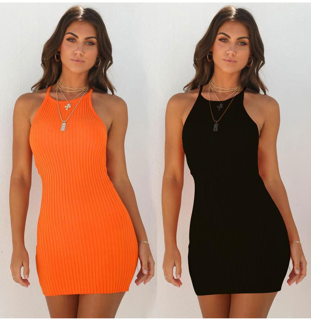 Summer Women Ribbed Bodycon Mini Dresses Ladies Strappy Clubwear Party Dress