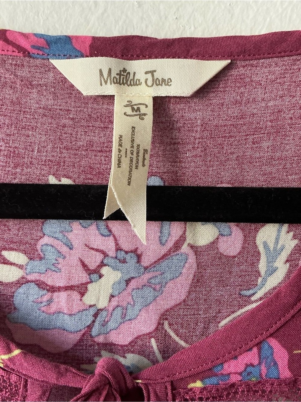 Matilda Jane Burgundy Art Class Floral Boho Mini Dress Size Small (S)