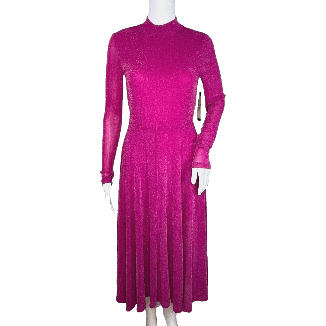 American Rag Dress Juniors 3 Pink Shimmer Fit & Flare Mock Retro Boho Bohemian