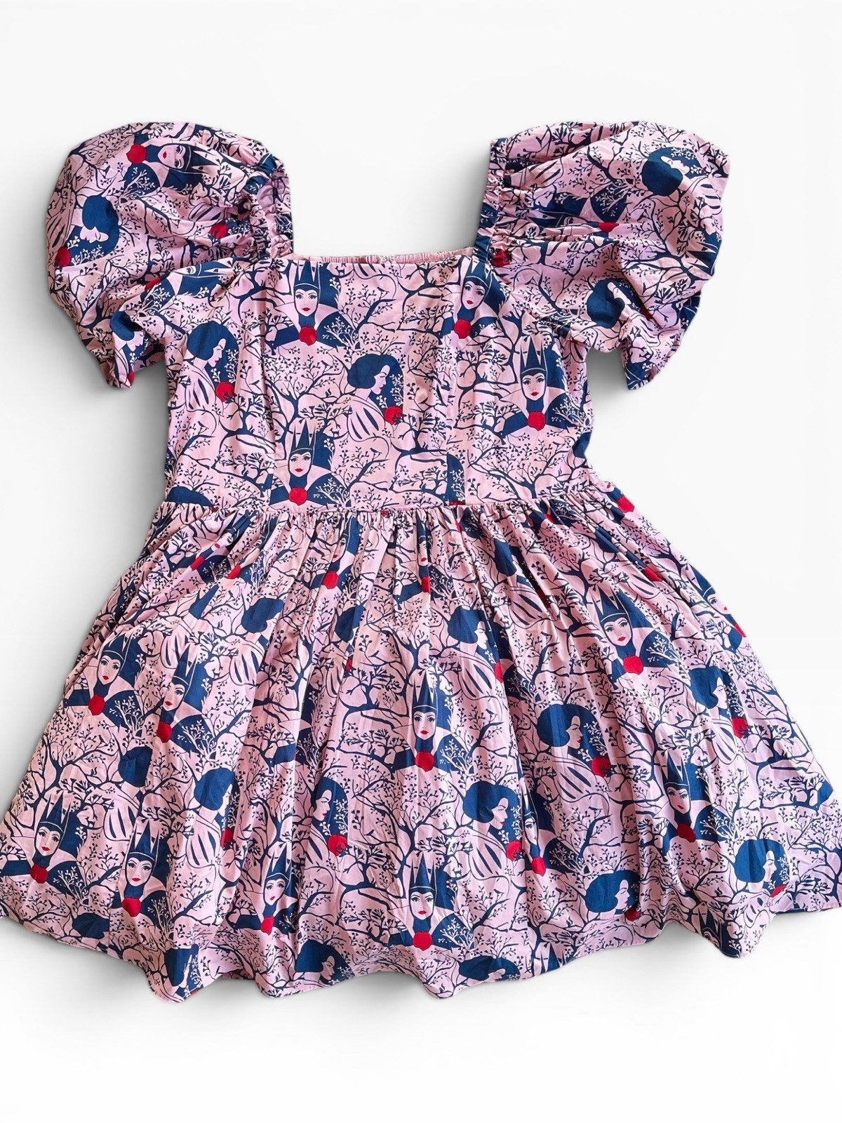 Disney Snow White & The Evil Queen Graphic Print Pink Puff Sleeve Dress 1X