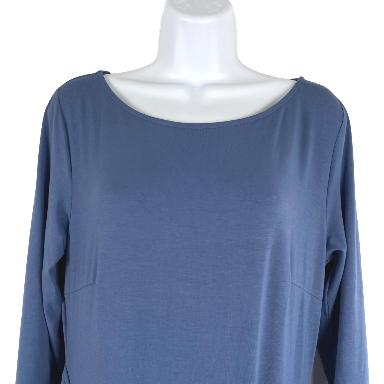 Betabrand Dress Large Blue Long Sleeve Solid Stretch Minimalist DR-1324