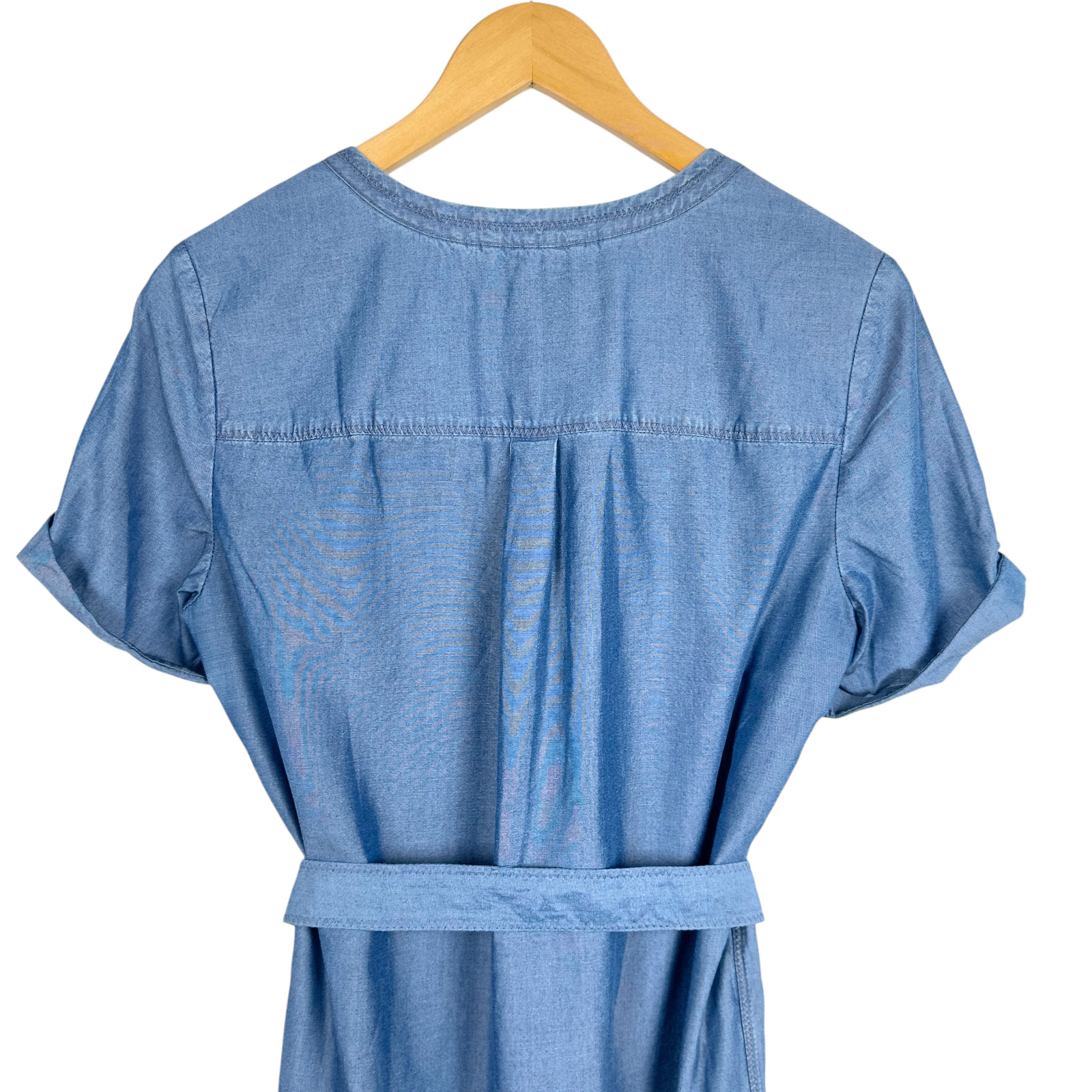 Comptoir des Cotonniers Lyocell Chambray Dress 38 S Blue Belted Minimalist