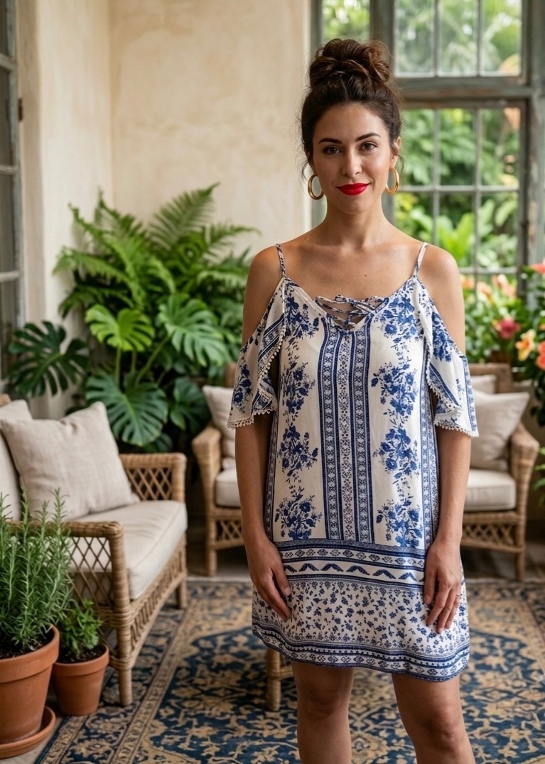 Boho Cold Shoulder Mini Dress