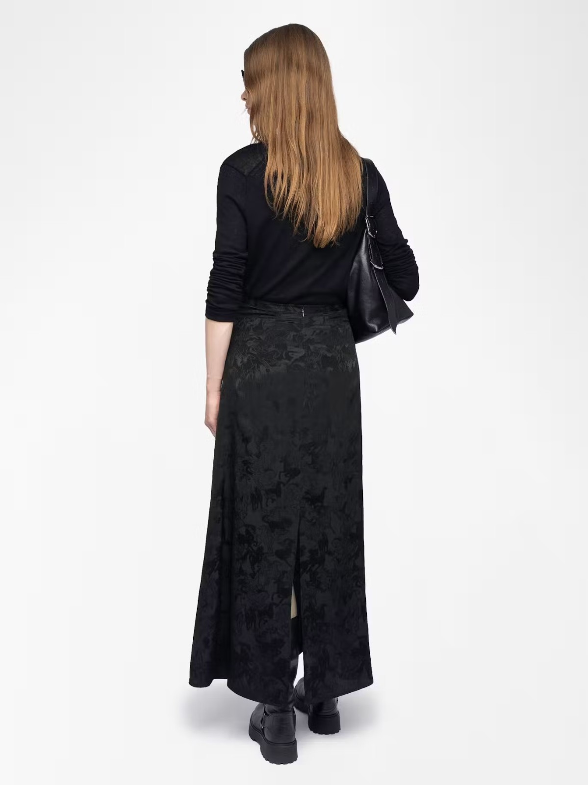 AUTHENTIC Zadig&Voltaire Women 100% Silk Jacquard Black Full Skirt Dress XS-L