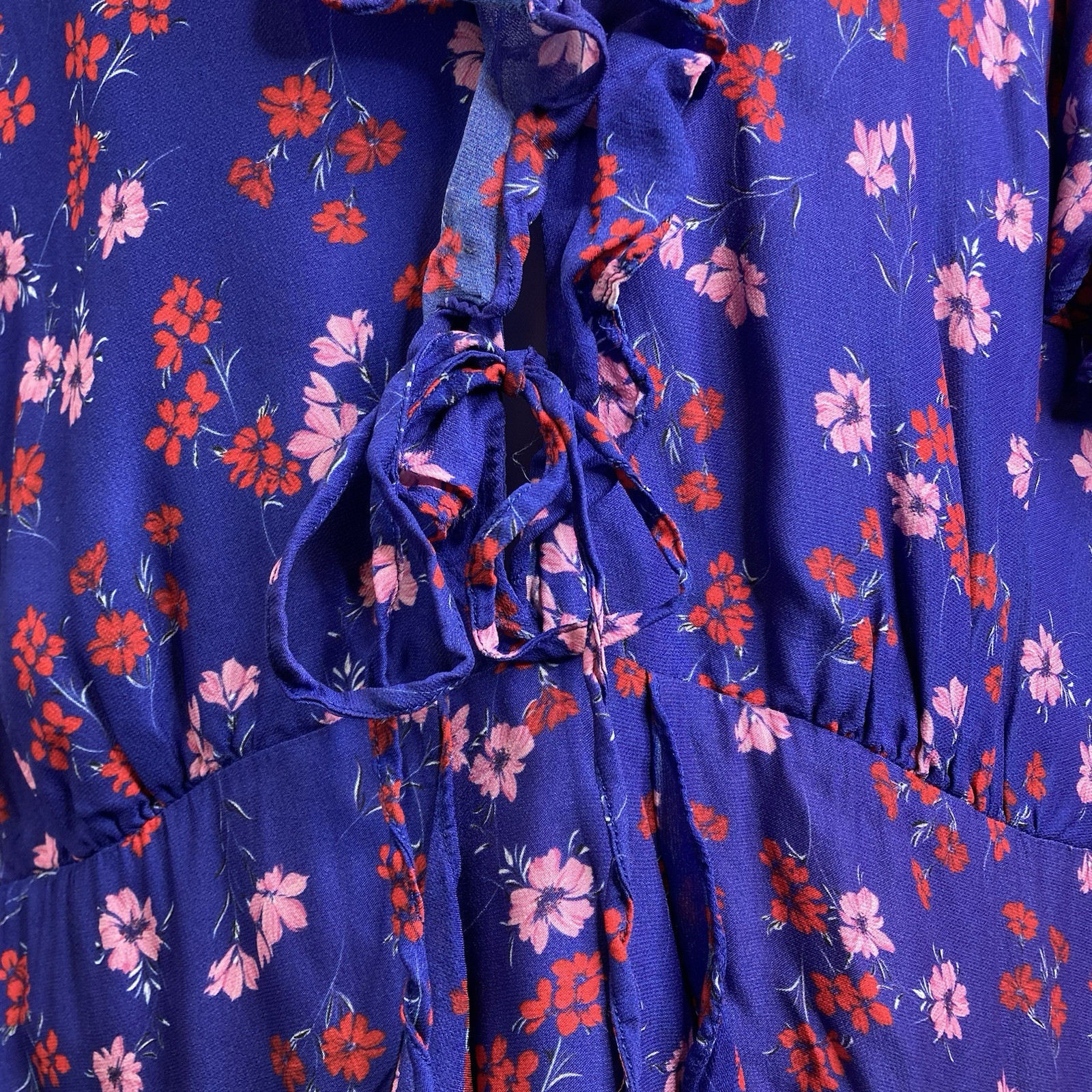 La Maison Talulah Blue Yearning Ruffle Midi Dress Size XL Cottagecore Boho