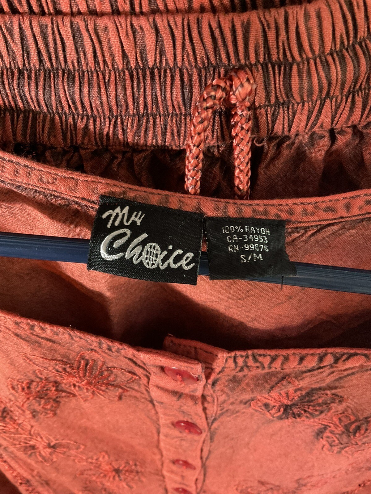 My Choice Fire/Red Boutique Boho Rayon Blouse & Skirt Set Dress Small Medium