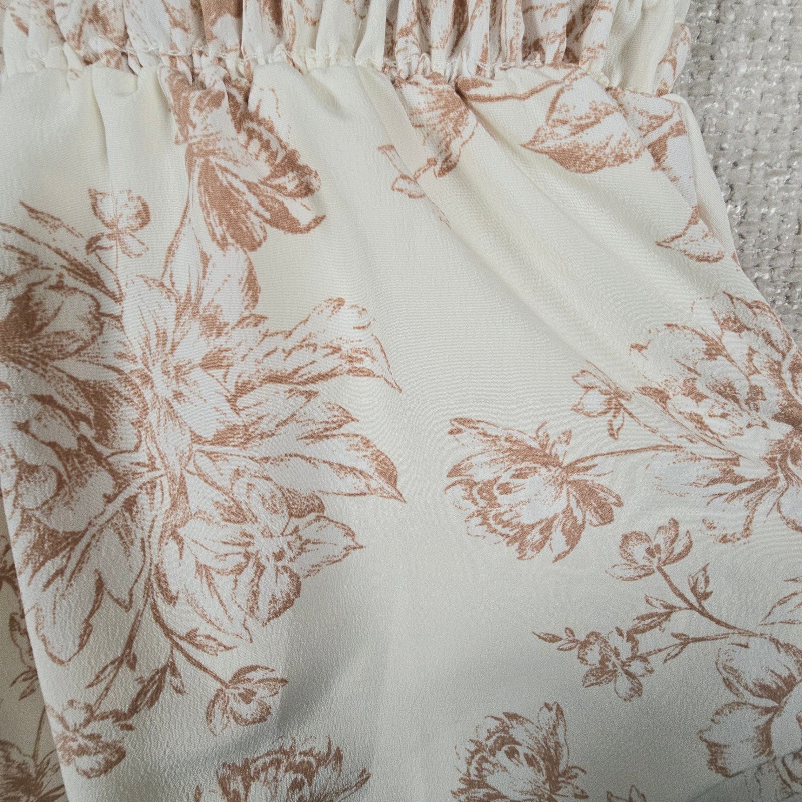Altar’d State Womens Floral Smocked Mini Dress Cream Tan EIE66539 Size M