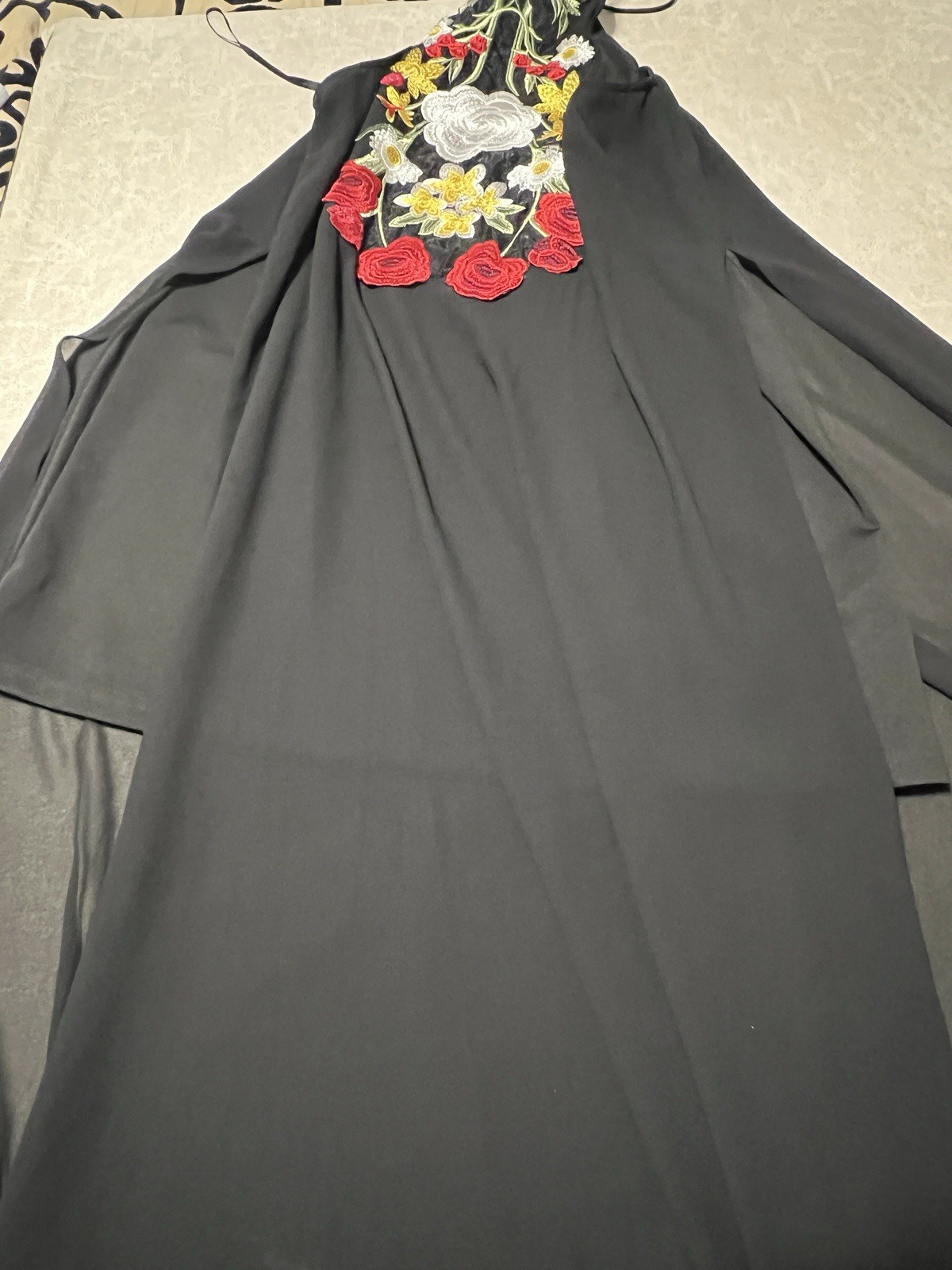 Gianni Bini NEW Short Black Dress w/Sheer Maxi Overlay. High Side Slits. Size S
