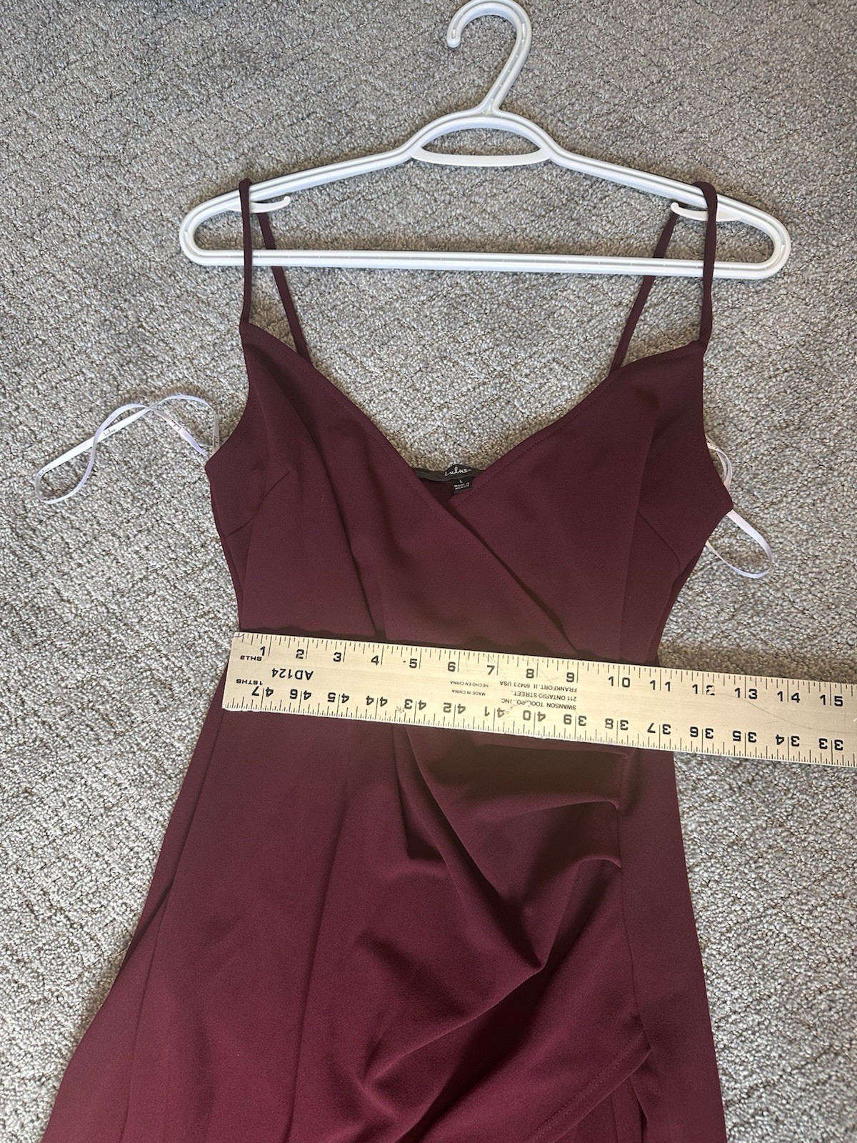 Lulus Women’s Solid V-Neck Spaghetti Strap Maxi Slip Dress, Burgundy, L