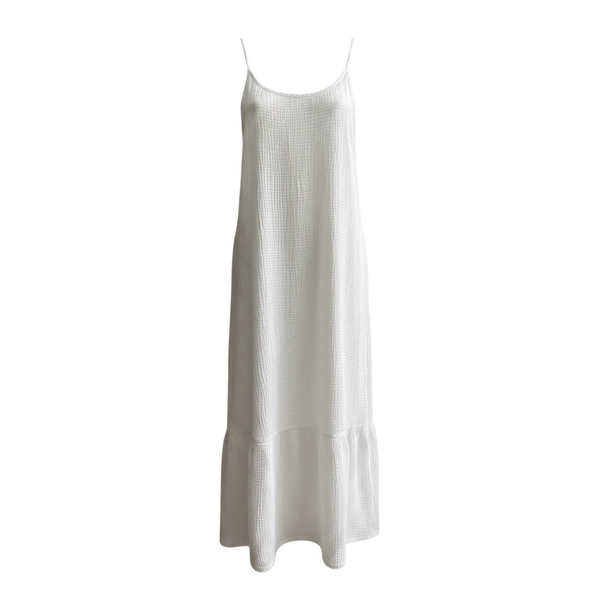 Magaschoni White Organic Cotton Gauze Tiered Midi Dress Sleeveless Womens Large