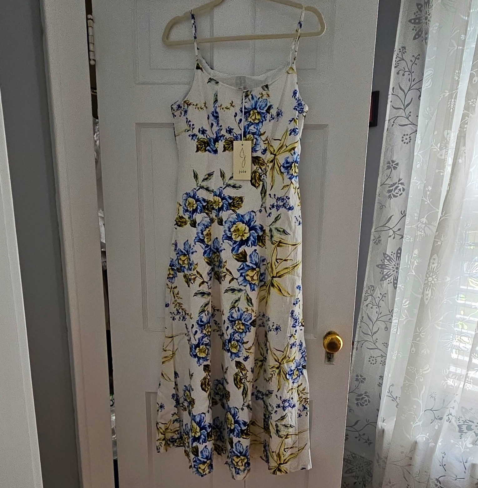 Joie Women’s Floral Slip Dress Square Neck Spaghetti Strap Midi Size 8