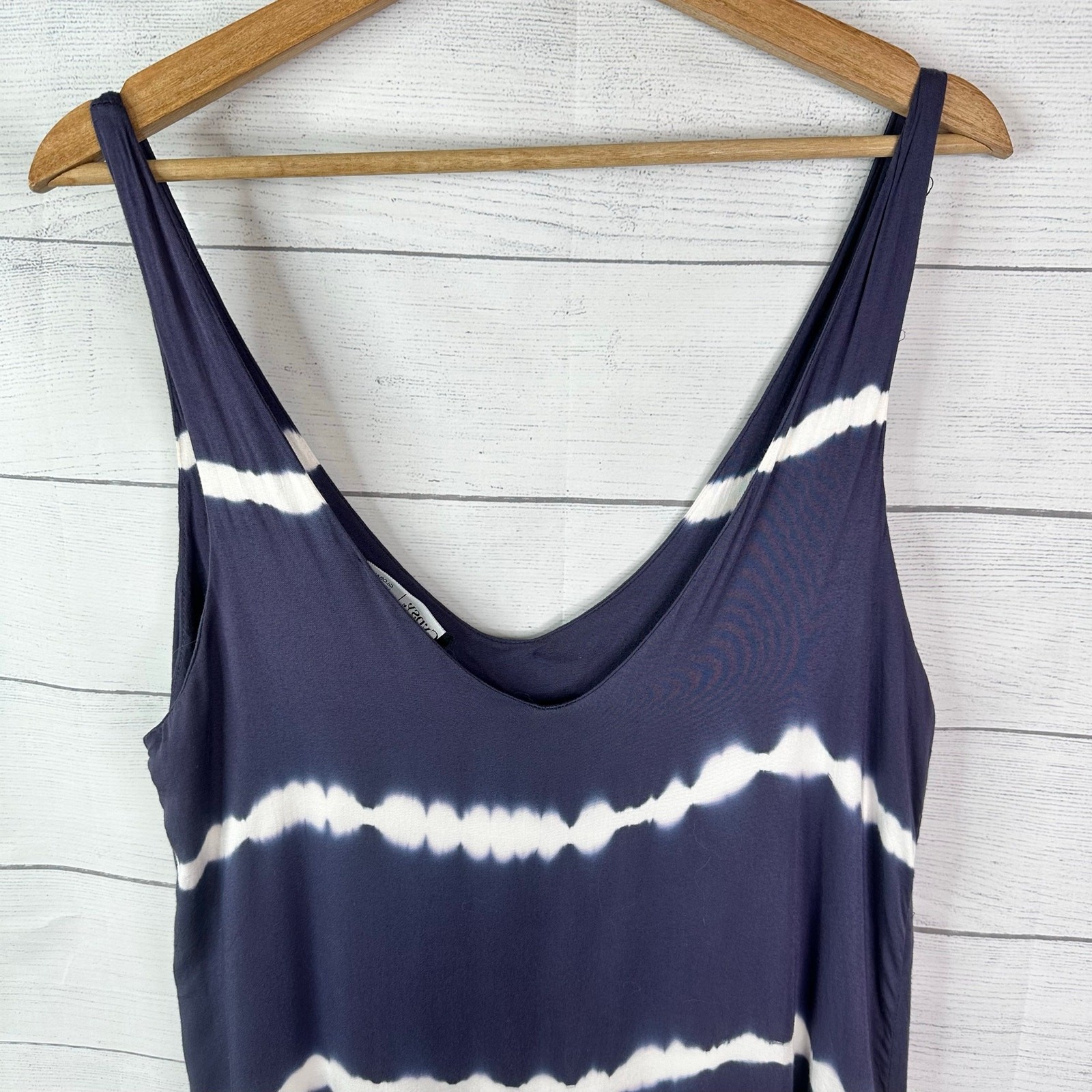 Gypsy 05 Blue White Tie-Dye Sleeveless Dress L Boho Festival Resort Boho Hippie