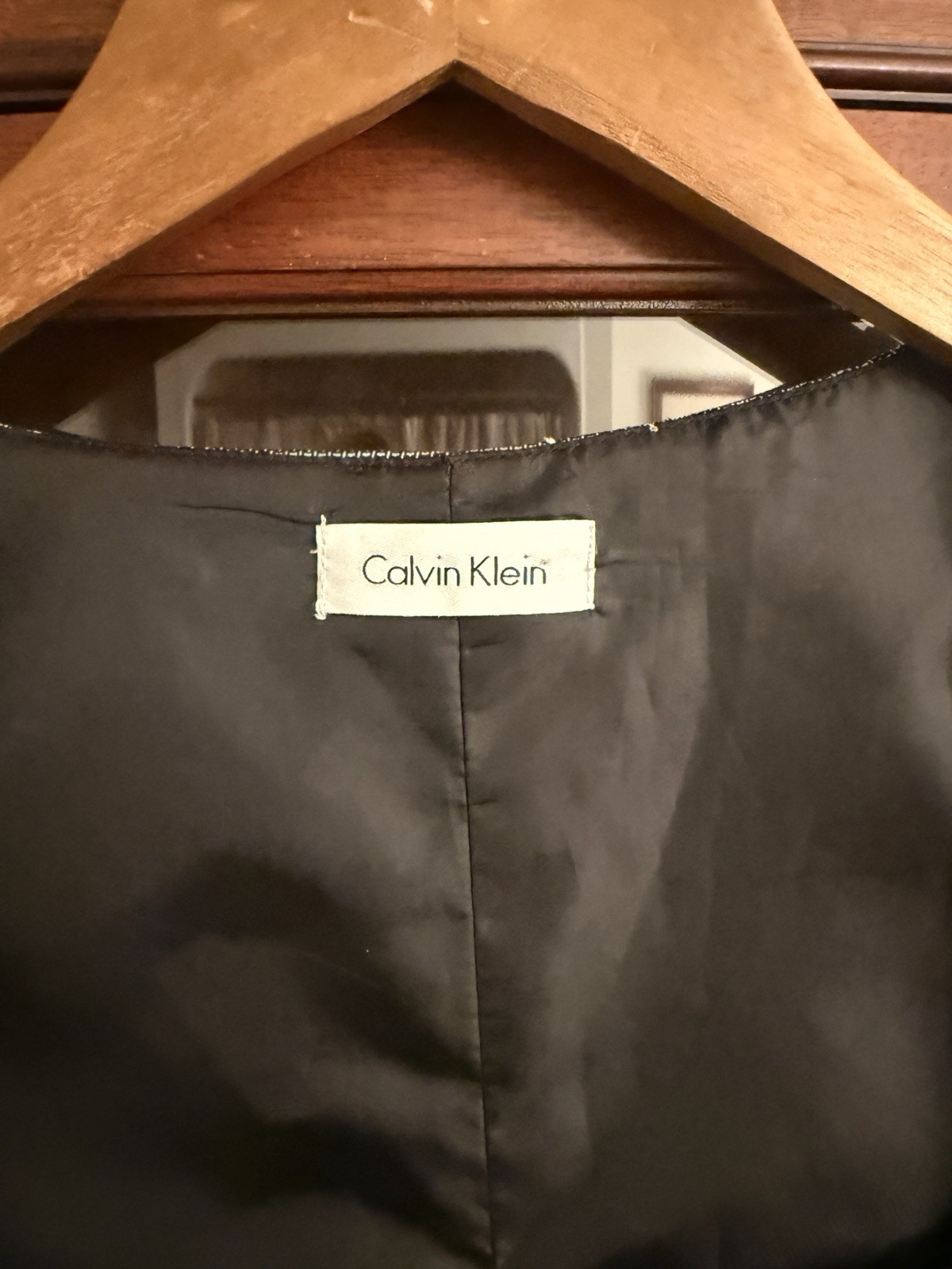 Calvin Klein Gray Solid Sheath Knee Length Dress Square Neck Cap Sleeve Button