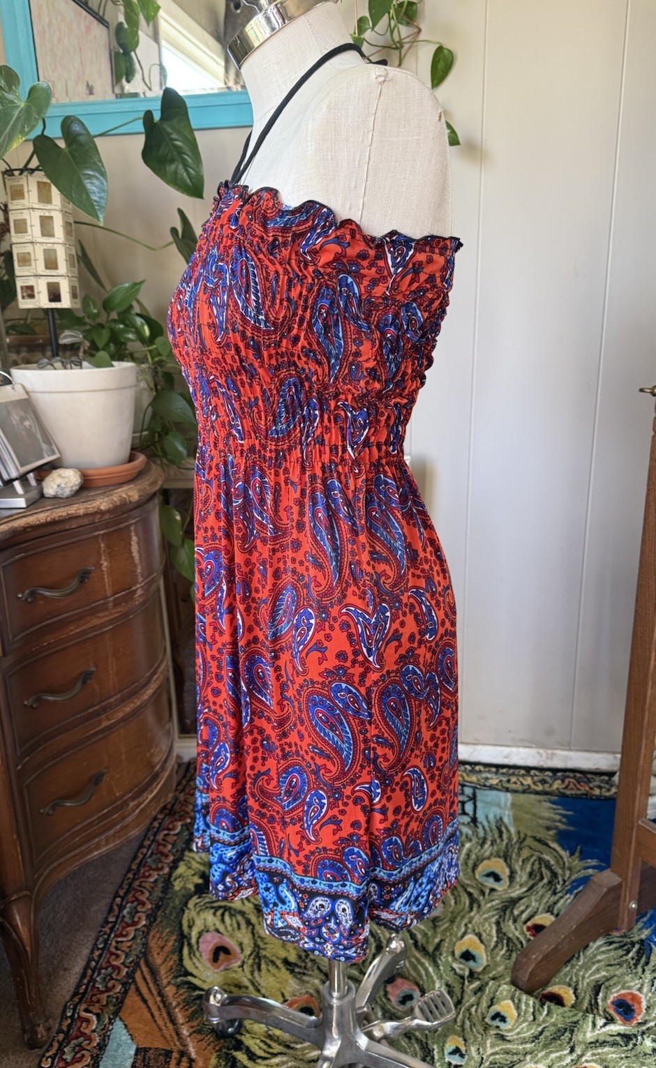 Just Love Mini Sun Dres/ Cover Up Smocked Bust Vibrant Colorful Paisley 1X