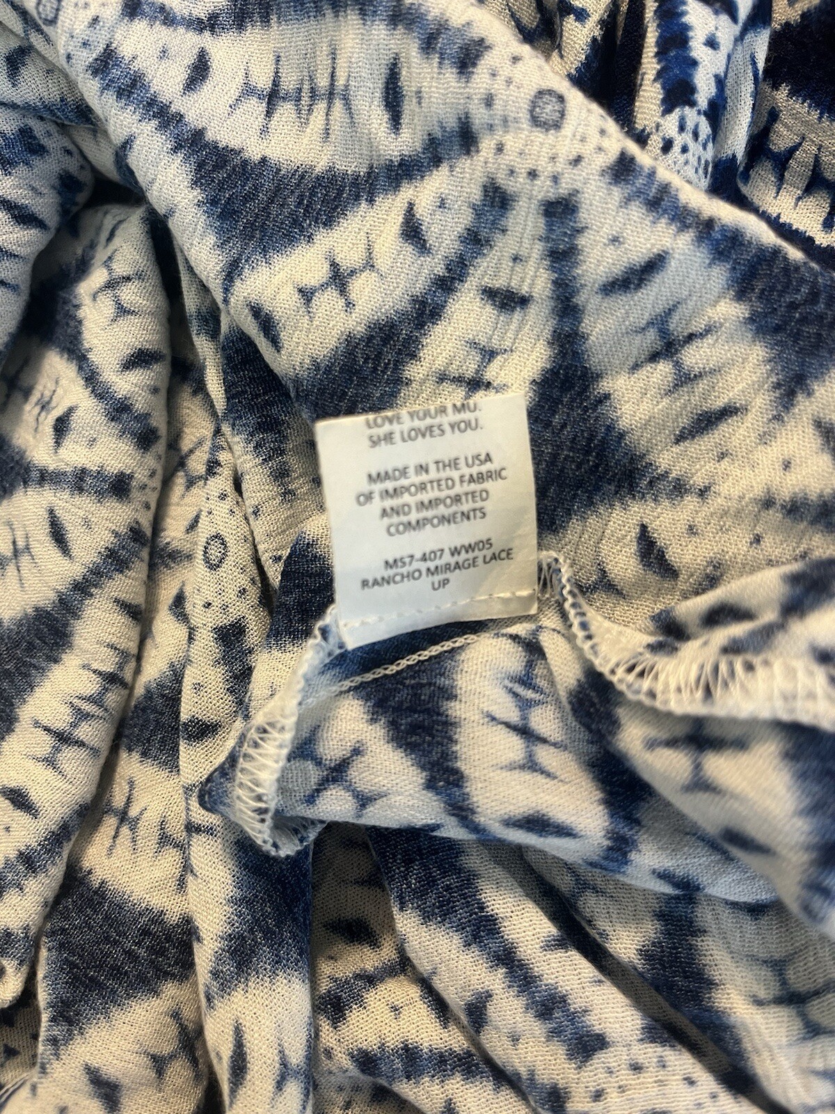 Show Me Your Mumu Rancho Mirage Lace Up Dress Blue White Mini Beach Dress Size M