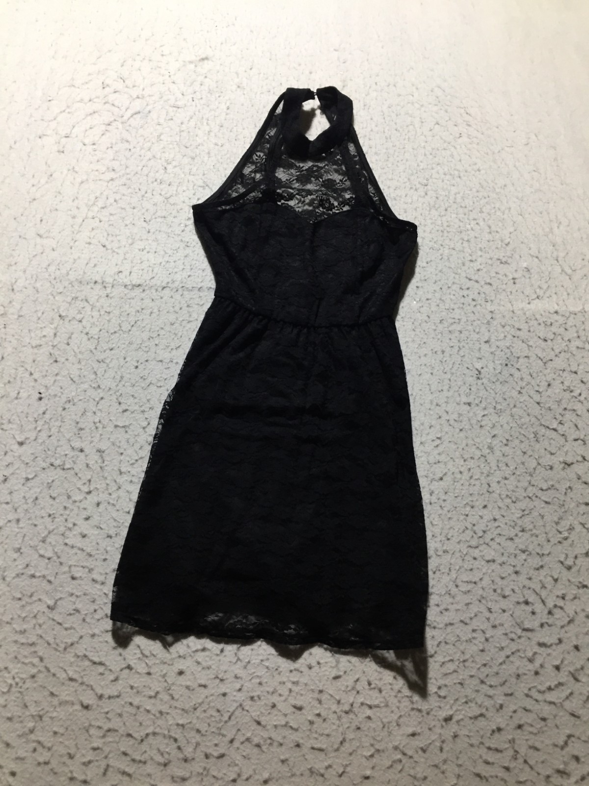 Wet Seal Bodycon Dress Womens M Medium Black Halter Lace Overlay Open Back