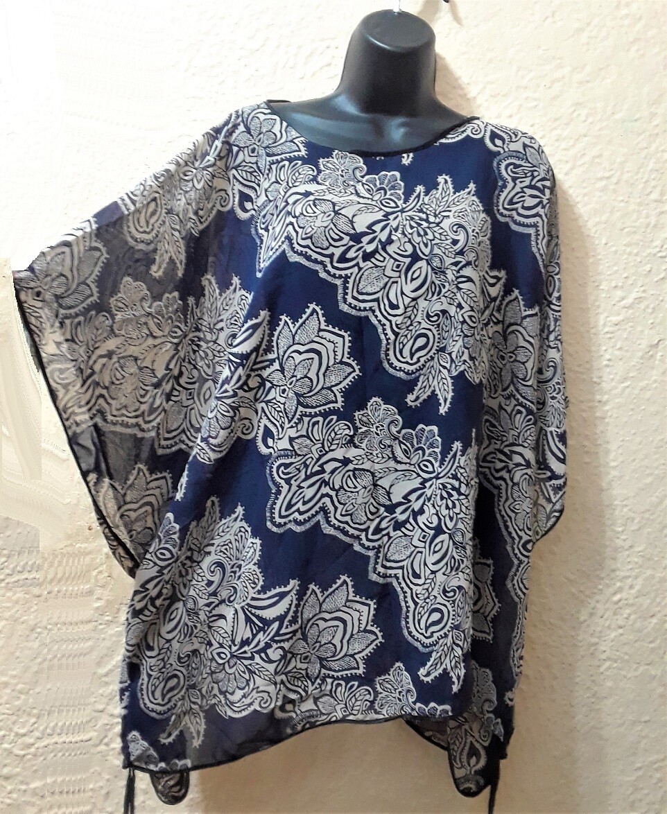 Summer Tunic Top Cover Up Beach Shirt Poncho Flower Bohemian Leaf S M L XL Lily