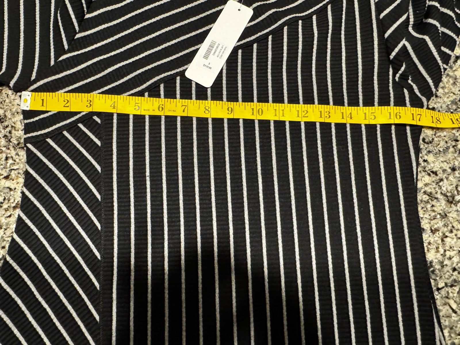 SOFT SURROUNDINGS Long Sleeve BLACK Cotton Blend Stretchy Striped Midi Dress S
