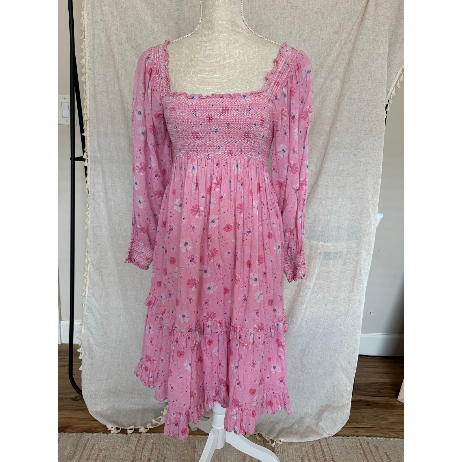 LoveShackFancy Miri Pink Coral Blaze Dress Size Small