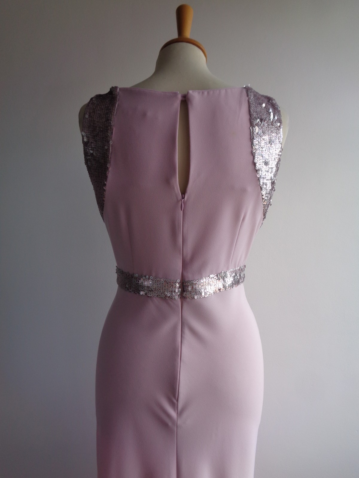 V Very pink silver sequined evening dress full length ballgown prom party UK10