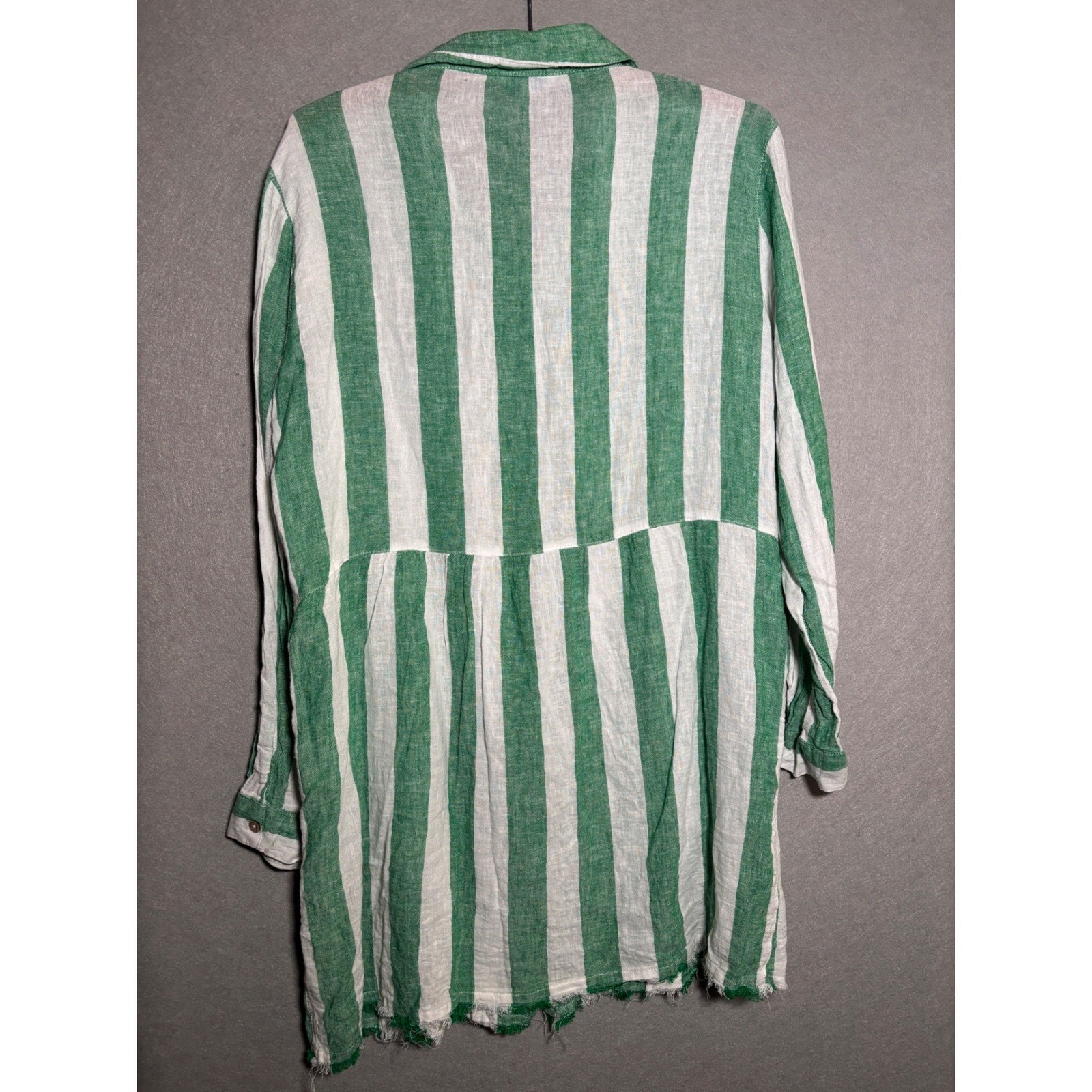 Blue Island Womens M Striped Linen Blend Shirt Dress Beach Pool Coastal Casual
