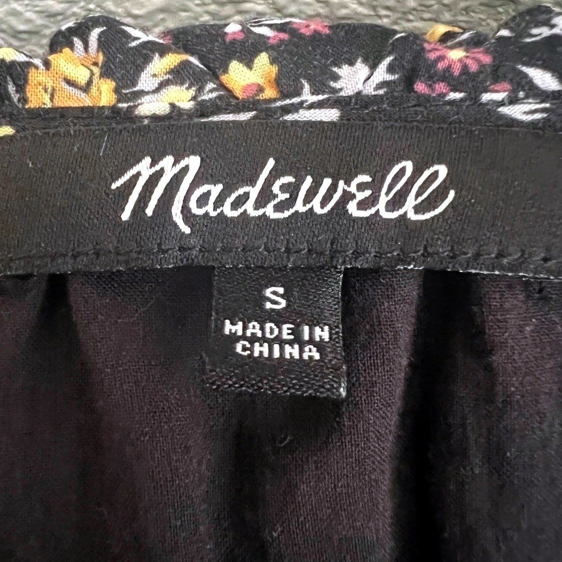 Madewell Ruffle Button Front Trapeze Mini Dress Folkmagic Garden BlackClassic