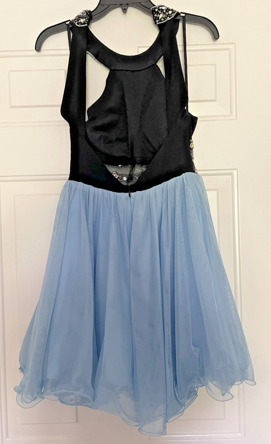 Blondie Nites Fit and Flare Black and Blue Formal/Prom Dress Juniors Size 3