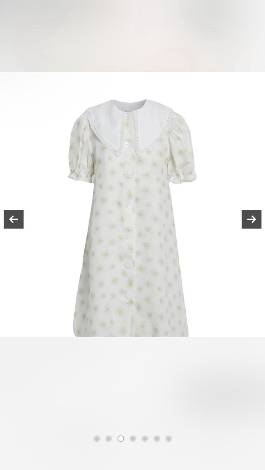 Sleeper Daisy Print White/Cream Button Down Collared Linen Dress size L.
