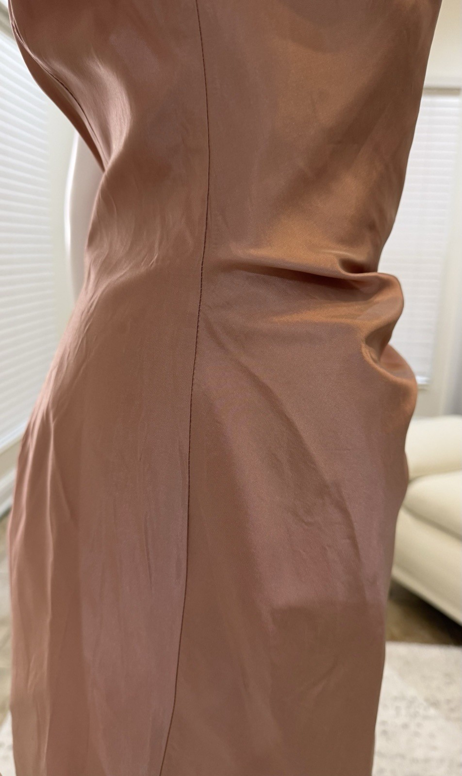 Alexia Admor Blush Satin Strapless Ruched Lined Sheath Knee Dress Size M