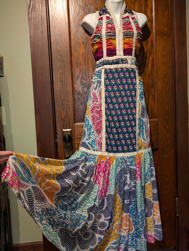DIANE VON FURSTENBERG Amabelle Altered Bohemian Patchwork Maxi Dress silk DVF 6I
