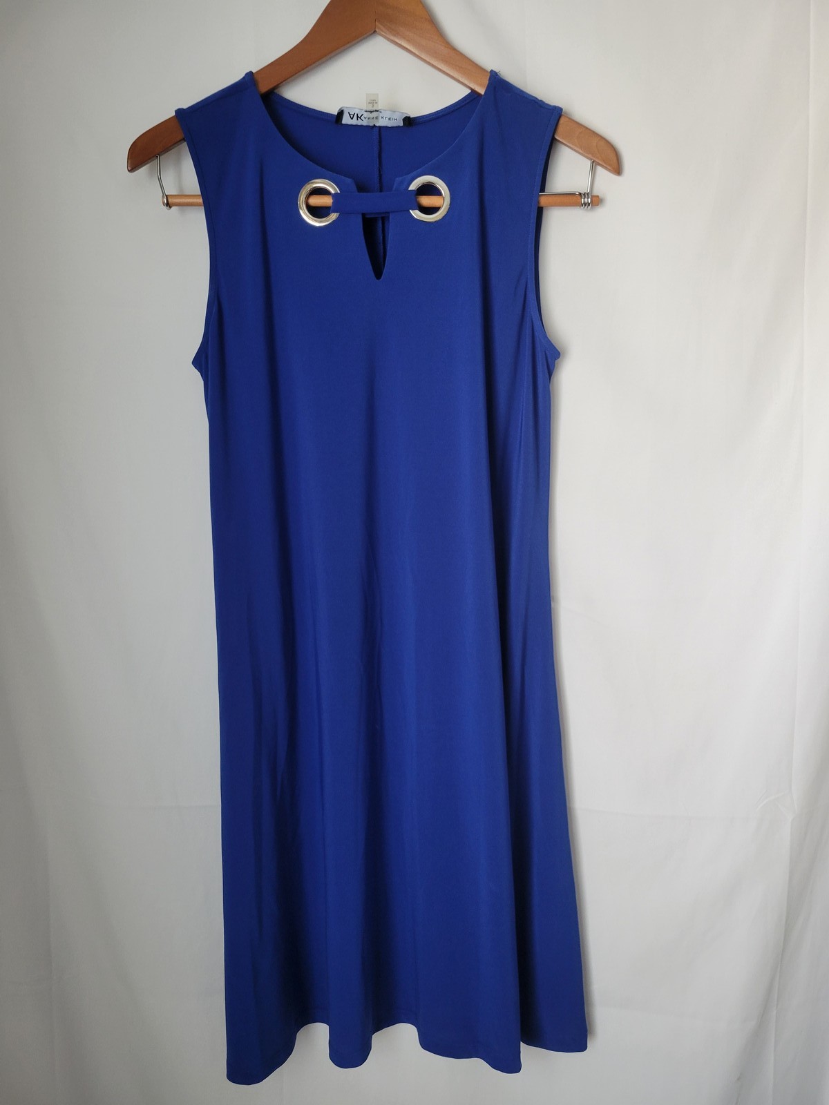 Anne Klein Women’s Royal Blue Sleeveless Keyhole Grommet Shift Dress Size S