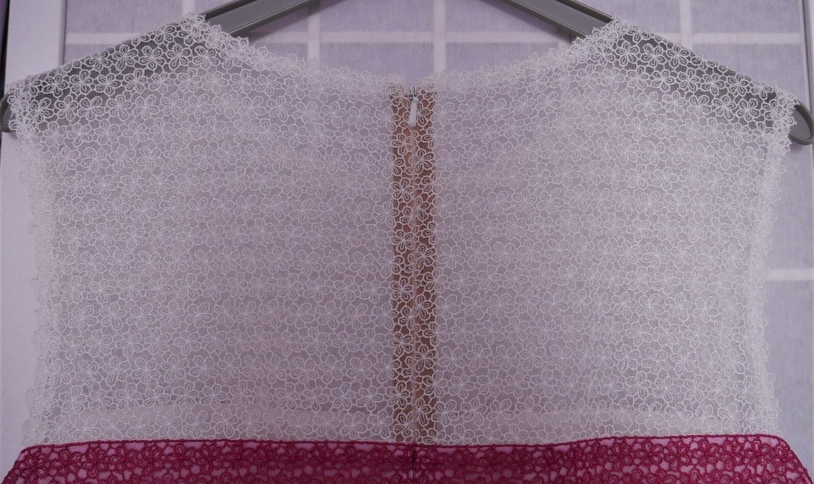 HANDMADE WOMENS STRIPED PINK WHITE LINED LACE DRESS SIZE 8