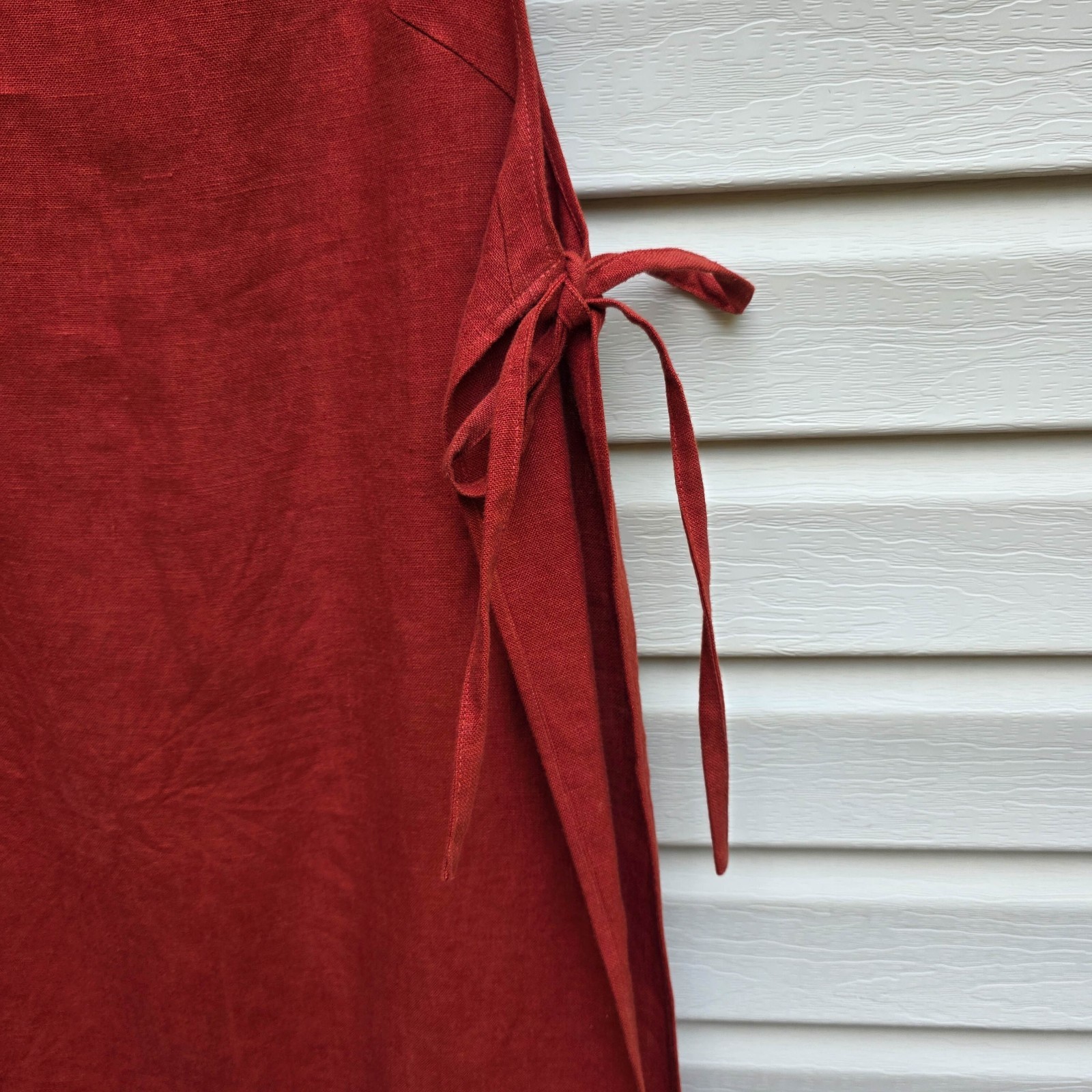 Simon Miller Linen Lagenlook Tunic Dress Rust Red Open Side Layer USA Sz 1 Lagom