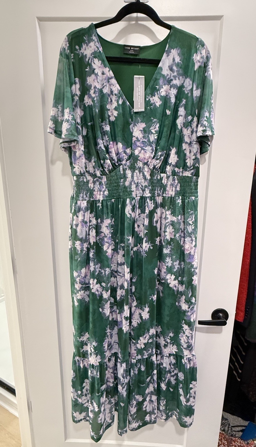 New Lane Bryant Floral Dress Green Party Cocktail Ruffled Flowy Sheer Size 18