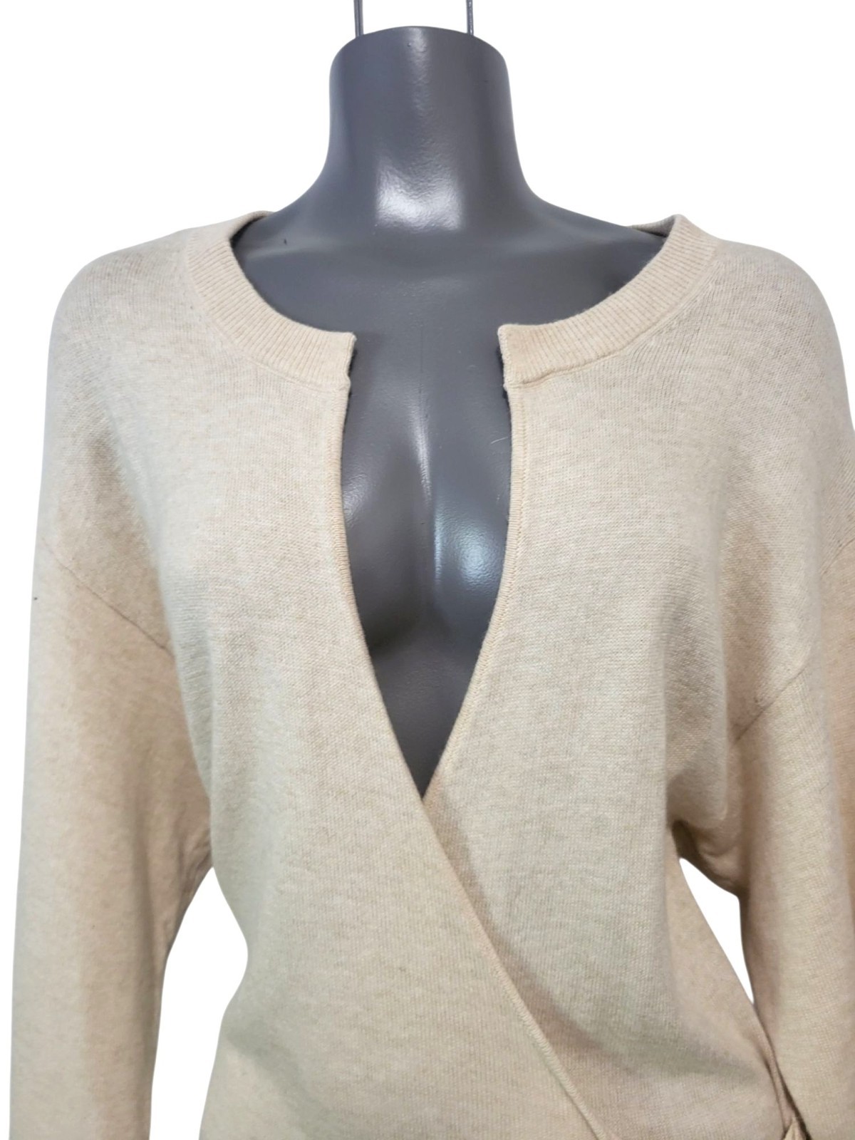 Jonathan Simkhai Evalynn Dress Wool Cashmere Blend Sz Small Beige Wrap Midi NWT