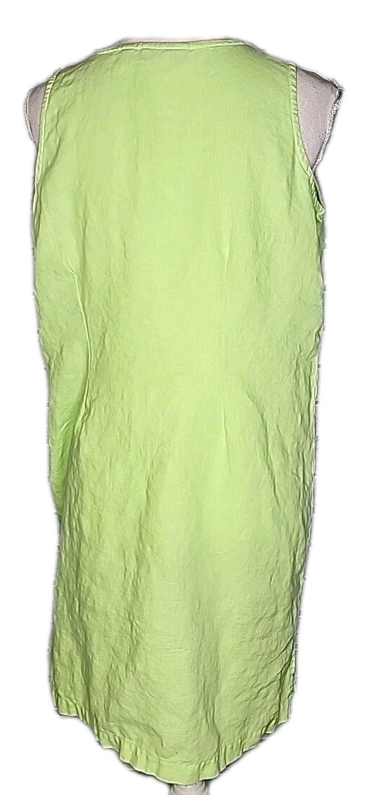 • Cotton Connection Women’s Sleeveless 100% Linen Dress Size Small Green Pockets