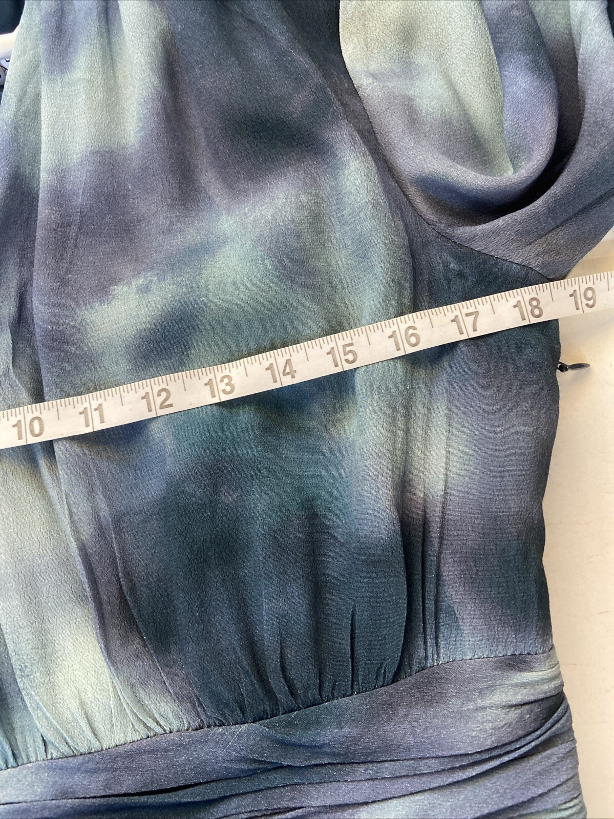Fig & Basil Blue/Green Ombré/Dye Print Long Sleeve Dress 12 New